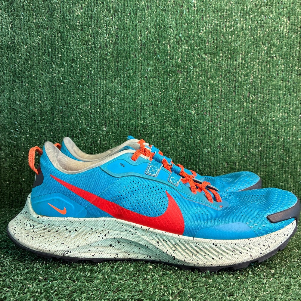 Nike Pegasus Trail 3 Speckled Sole Running Shoes Laser Blue Habanero Red Mens 11